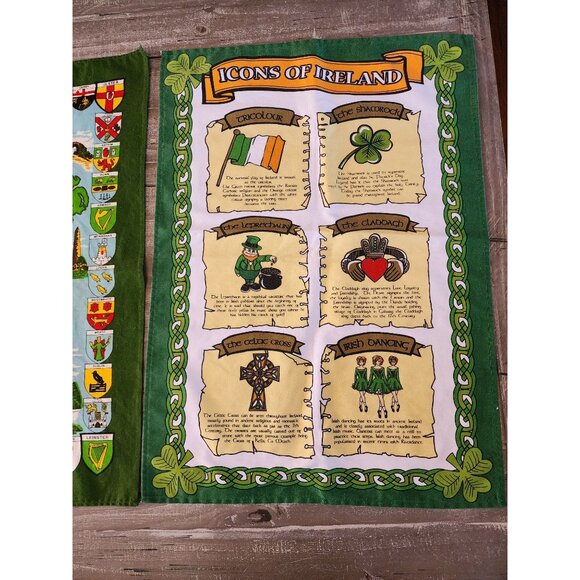 Irish Heritage Tea Towels Set Of 2 With Map with Coat of Arms  & Icons Design - Picture 3 of 7